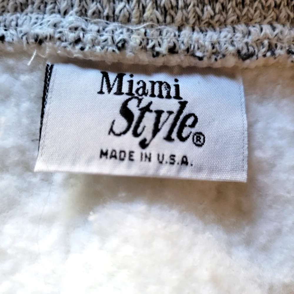 Vintage‎ - White and GrayTerry Cloth Cropped Ft. Lauderdale Zip Front Jacket